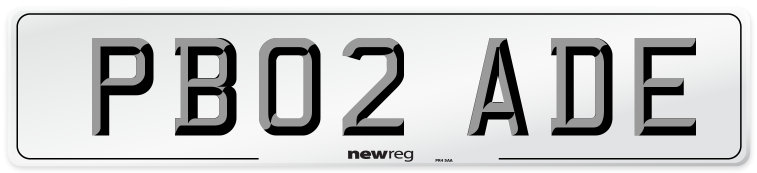 PB02 ADE Number Plate from New Reg